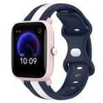 For Amazfit Pop Pro 20mm Butterfly Buckle Two-Color Silicone Watch Band(White+Blue)