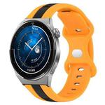 For Huawei Watch GT3 Pro 43mm 20mm Butterfly Buckle Two-Color Silicone Watch Band(Black+Yellow)