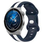 For Huawei Watch GT3 Pro 43mm 20mm Butterfly Buckle Two-Color Silicone Watch Band(White+Blue)