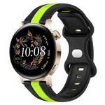 For Huawei Watch GT3 42mm 20mm Butterfly Buckle Two-Color Silicone Watch Band(Black+Green)