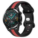 For Huawei Watch GT2 42mm 20mm Butterfly Buckle Two-Color Silicone Watch Band(Black+Red)