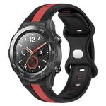 For Huawei Watch 2 20mm Butterfly Buckle Two-Color Silicone Watch Band(Black+Red)