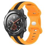 For Huawei Watch 2 20mm Butterfly Buckle Two-Color Silicone Watch Band(Black+Yellow)