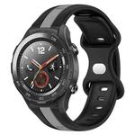 For Huawei Watch 2 20mm Butterfly Buckle Two-Color Silicone Watch Band(Black+Grey)