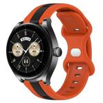 For Huawei Watch Buds 20mm Butterfly Buckle Two-Color Silicone Watch Band(Orange+Black)