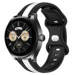 For Huawei Watch Buds 20mm Butterfly Buckle Two-Color Silicone Watch Band(Black+White)