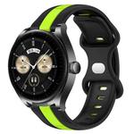 For Huawei Watch Buds 20mm Butterfly Buckle Two-Color Silicone Watch Band(Black+Green)