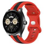 For Huawei Watch Buds 20mm Butterfly Buckle Two-Color Silicone Watch Band(Red+Black)