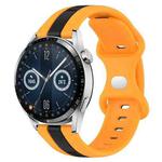 For Huawei Watch GT3 46mm 20mm Butterfly Buckle Two-Color Silicone Watch Band(Black+Yellow)