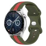 For Huawei Watch GT3 46mm 20mm Butterfly Buckle Two-Color Silicone Watch Band(Red+Army Green)
