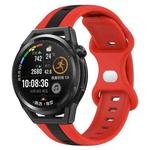 For Huawei Watch GT Runner 20mm Butterfly Buckle Two-Color Silicone Watch Band(Red+Black)