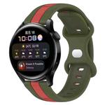 For Huawei Watch 3 20mm Butterfly Buckle Two-Color Silicone Watch Band(Red+Army Green)
