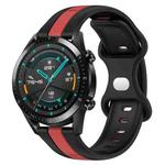 For Huawei GT2 46mm 20mm Butterfly Buckle Two-Color Silicone Watch Band(Black+Red)