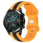 For Huawei GT2 46mm 20mm Butterfly Buckle Two-Color Silicone Watch Band(Black+Yellow)