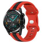 For Huawei GT2 46mm 20mm Butterfly Buckle Two-Color Silicone Watch Band(Red+Black)