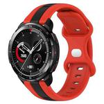 For Honor Watch GS Pro 20mm Butterfly Buckle Two-Color Silicone Watch Band(Red+Black)