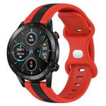 For Honor Magic Watch 2 46mm 20mm Butterfly Buckle Two-Color Silicone Watch Band(Red+Black)