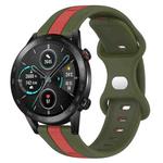 For Honor Magic Watch 2 46mm 20mm Butterfly Buckle Two-Color Silicone Watch Band(Red+Army Green)