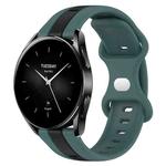 For Xiaomi Watch S2 42mm 22mm Butterfly Buckle Two-Color Silicone Watch Band(Green+Black)