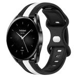 For Xiaomi Watch S2 42mm 22mm Butterfly Buckle Two-Color Silicone Watch Band(Black+White)