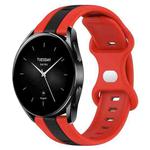For Xiaomi Watch S2 42mm 22mm Butterfly Buckle Two-Color Silicone Watch Band(Red+Black)