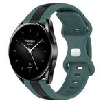 For Xiaomi Watch S2 46mm 22mm Butterfly Buckle Two-Color Silicone Watch Band(Green+Black)