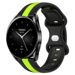 For Xiaomi Watch S2 46mm 22mm Butterfly Buckle Two-Color Silicone Watch Band(Black+Green)