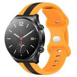 For Xiaomi MI Watch S1 22mm Butterfly Buckle Two-Color Silicone Watch Band(Black+Yellow)