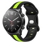For Xiaomi MI Watch S1 22mm Butterfly Buckle Two-Color Silicone Watch Band(Black+Green)