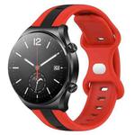 For Xiaomi MI Watch S1 22mm Butterfly Buckle Two-Color Silicone Watch Band(Red+Black)