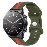 For Xiaomi MI Watch S1 22mm Butterfly Buckle Two-Color Silicone Watch Band(Red+Army Green)