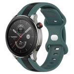 For Amazfit GTR 4 22mm Butterfly Buckle Two-Color Silicone Watch Band(Green+Black)