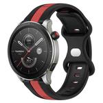 For Amazfit GTR 4 22mm Butterfly Buckle Two-Color Silicone Watch Band(Black+Red)