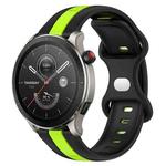 For Amazfit GTR 4 22mm Butterfly Buckle Two-Color Silicone Watch Band(Black+Green)