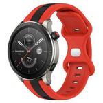 For Amazfit GTR 4 22mm Butterfly Buckle Two-Color Silicone Watch Band(Red+Black)