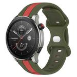 For Amazfit GTR 4 22mm Butterfly Buckle Two-Color Silicone Watch Band(Red+Army Green)