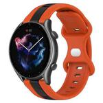 For Amazfit GTR 3 22mm Butterfly Buckle Two-Color Silicone Watch Band(Orange+Black)