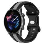 For Amazfit GTR 3 22mm Butterfly Buckle Two-Color Silicone Watch Band(Black+Grey)