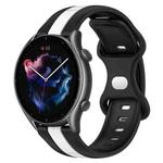 For Amazfit GTR 3 Pro 22mm Butterfly Buckle Two-Color Silicone Watch Band(Black+White)