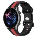 For Amazfit GTR 3 Pro 22mm Butterfly Buckle Two-Color Silicone Watch Band(Black+Red)
