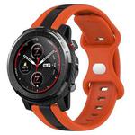 For Amazfit 3 22mm Butterfly Buckle Two-Color Silicone Watch Band(Orange+Black)