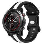 For Amazfit 3 22mm Butterfly Buckle Two-Color Silicone Watch Band(Black+White)