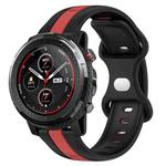 For Amazfit 3 22mm Butterfly Buckle Two-Color Silicone Watch Band(Black+Red)