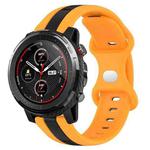 For Amazfit 3 22mm Butterfly Buckle Two-Color Silicone Watch Band(Black+Yellow)