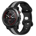 For Amazfit 3 22mm Butterfly Buckle Two-Color Silicone Watch Band(Black+Grey)