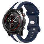 For Amazfit 3 22mm Butterfly Buckle Two-Color Silicone Watch Band(White+Blue)
