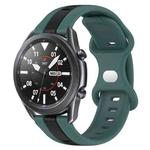 For Samsung Galaxy Watch3 45mm 22mm Butterfly Buckle Two-Color Silicone Watch Band(Green+Black)