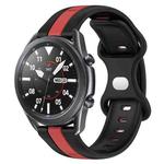 For Samsung Galaxy Watch3 45mm 22mm Butterfly Buckle Two-Color Silicone Watch Band(Black+Red)