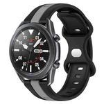 For Samsung Galaxy Watch3 45mm 22mm Butterfly Buckle Two-Color Silicone Watch Band(Black+Grey)