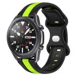 For Samsung Galaxy Watch3 45mm 22mm Butterfly Buckle Two-Color Silicone Watch Band(Black+Green)